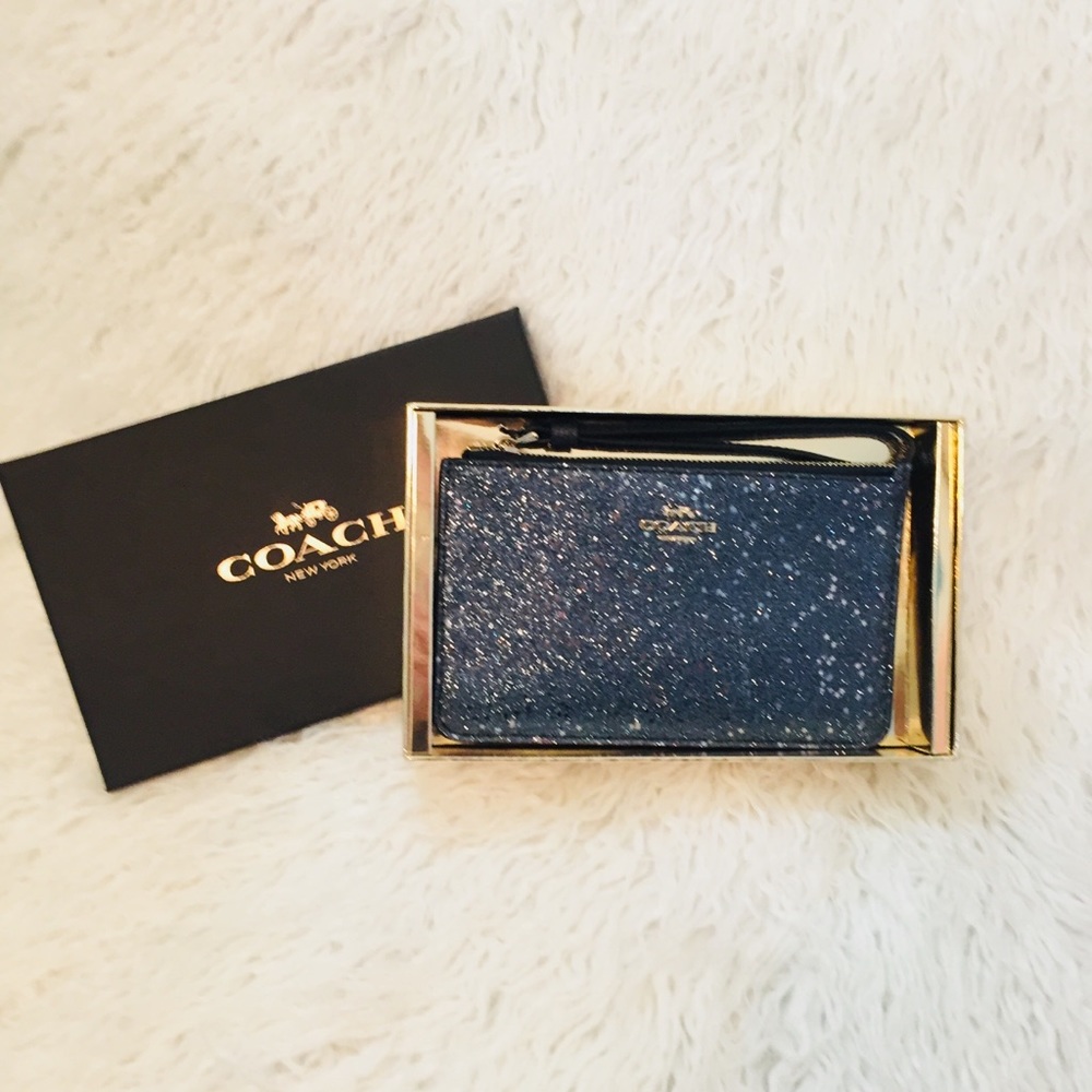 Coach F38641 Midnight Boxed Star Glitter Wristlet